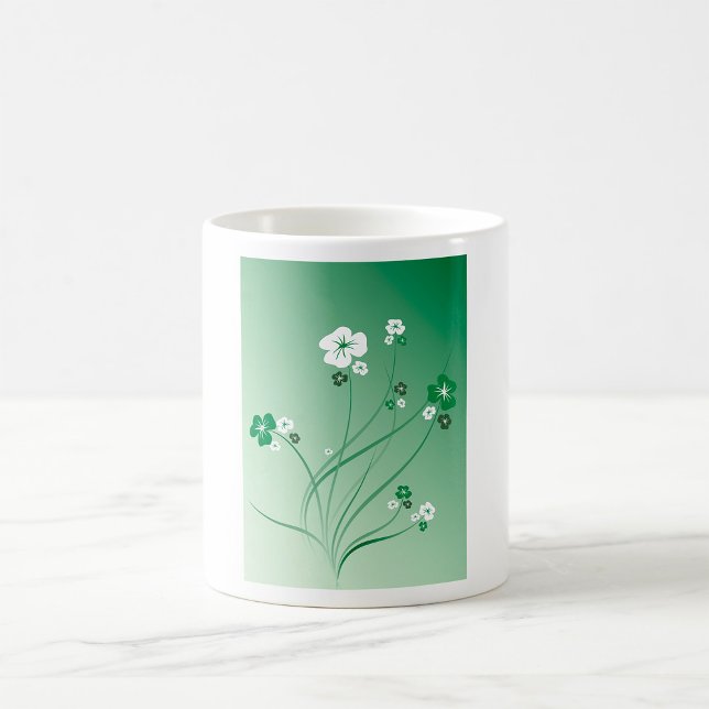 Mug Tourbillons Floraux Verts et Fleurs Blanches (Créateur téléchargé)