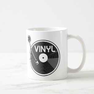 Mug Tourne-disque de disques de vinyle noir et blanc