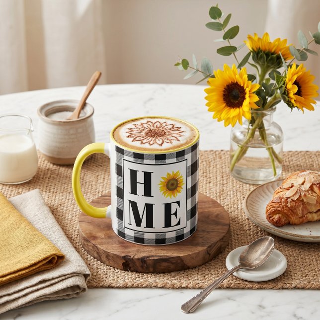 Mug Tournesol à carreaux de Buffalo "Maison"  (Créateur téléchargé)