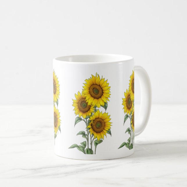Mug Tournesol aquarelle (Devant droit)