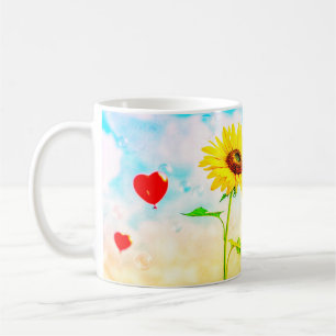 Mug Tournesol & Ballons de coeur Design cadeau romanti