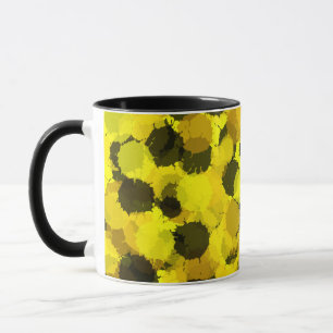Mug Tournesol contemporain Abstrait Points Nature Jaun