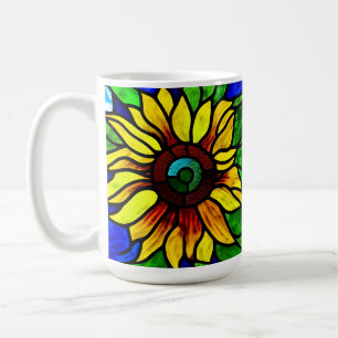Mug Tournesol de pays en verre teint rustique