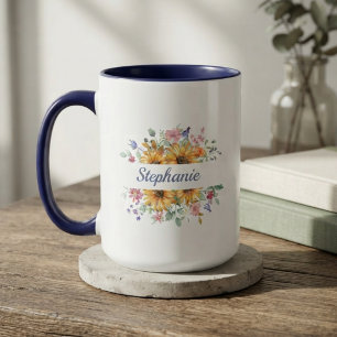 Mug Tournesol doré ensoleillé en fleurs