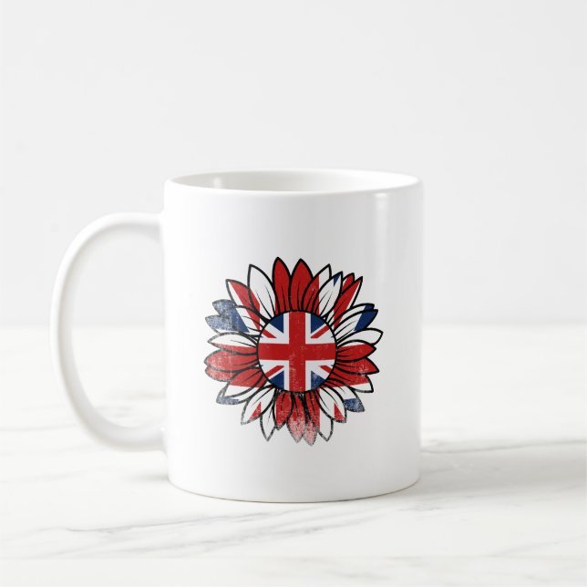 Mug Tournesol Drapeau Britannique Design en détresse (Gauche)