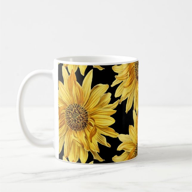 Mug Tournesol en céramique jaune doré joyeux (Gauche)