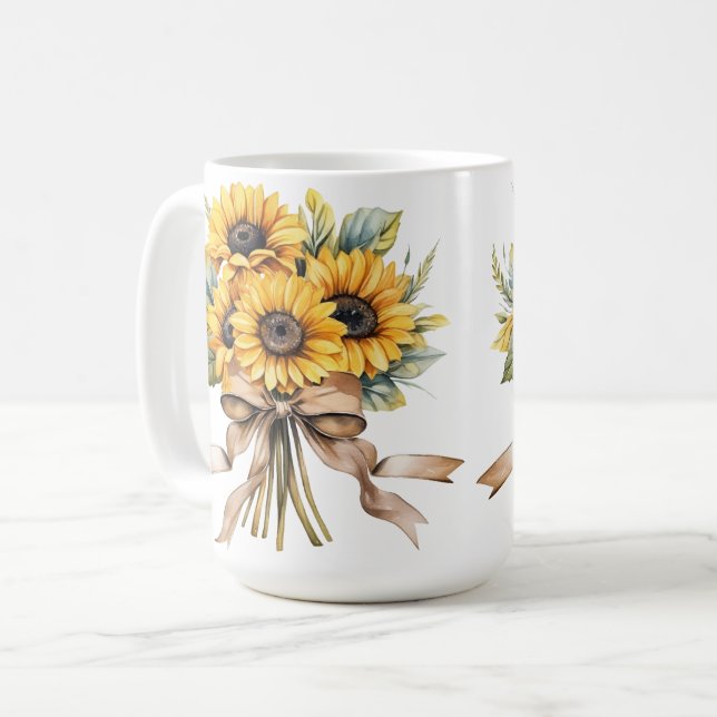 Mug Tournesol Été Jaune Aquarelle  (Devant gauche)