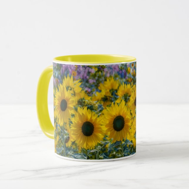 Mug Tournesol Jardin lumineux Fleur Art Musique Coupe (Devant gauche)