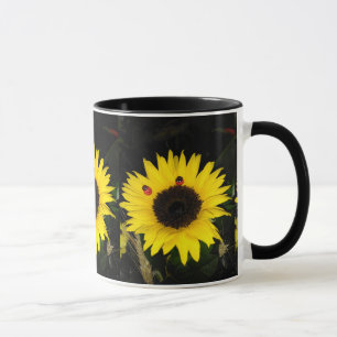 Mug Tournesol Jaune Et Deux Ladybugs