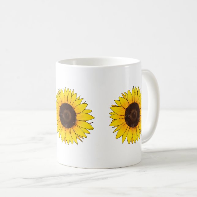 Mug Tournesol jaune vibrant en fleurs (Devant droit)