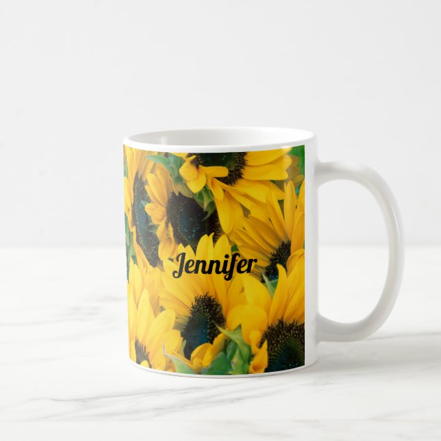 Mug Tournesol magnifique champ de fleurs photo Monogra (Droite)
