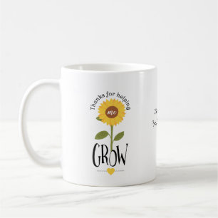 Mug Tournesol Merci de m'avoir aidé à grandir Enseigna
