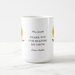Mug Tournesol Merci de m'avoir aidé à grandir Enseigna