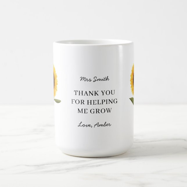 Mug Tournesol Merci de m'avoir aidé à grandir Enseigna (Centre)