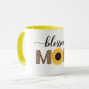 Mug Tournesol moderne & Cheetah Bienheureux Maman Café