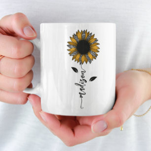 Mug Tournesol Nom personnalisé Stem