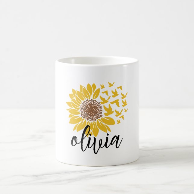 Mug Tournesol personnalisé, cadeau de tournesol (Centre)