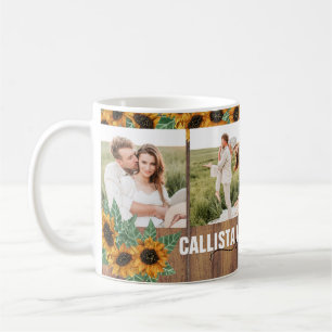 Mug Tournesol romantique or Couple blanc photo Collage