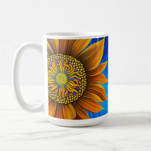 Mug Tournesol rustique sur bleu