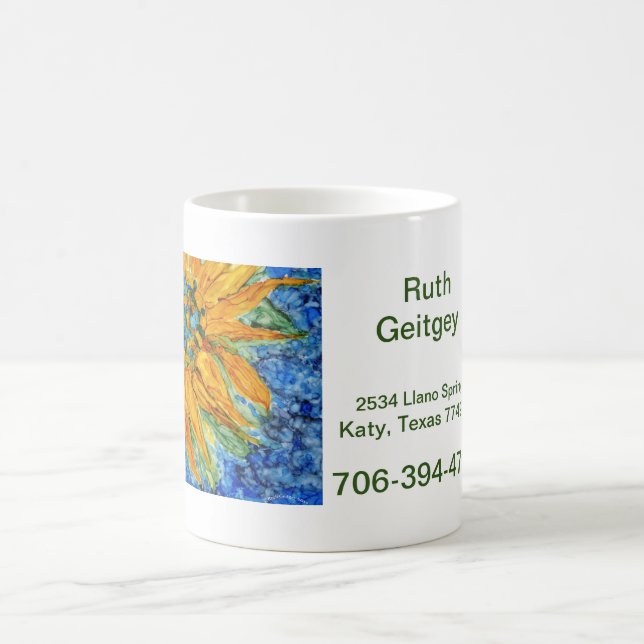 Mug Tournesol sur fond bleu Label (Centre)