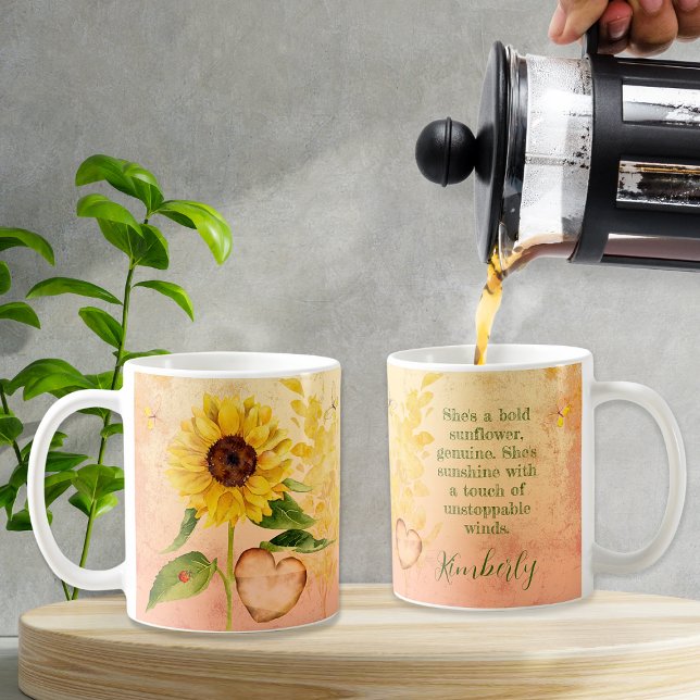 Mug Tournesol vintage D'Automne Avec Citation Pour Ell (Créateur téléchargé)