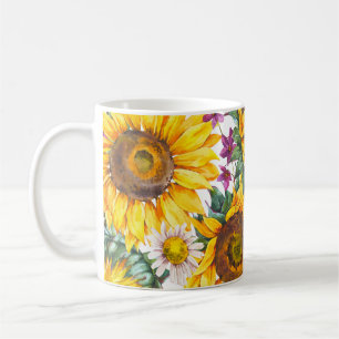 Mug Tournesol Vintage : Fleur Jaune Été.