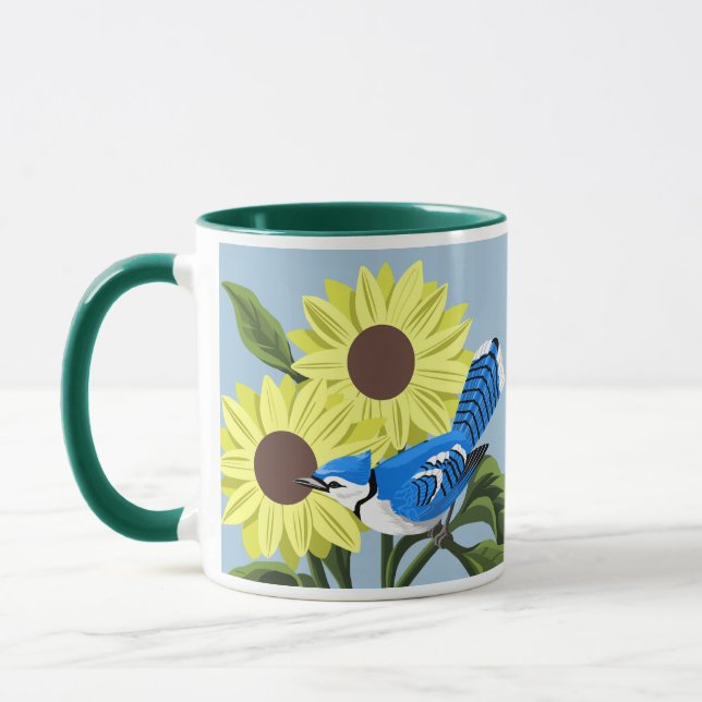 Mug Tournesols et Geai Bleu (Gauche)