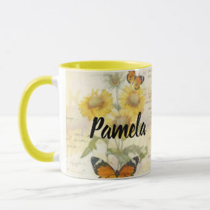 Mug Tournesols et papillon personnalisés