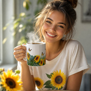 Mug Tournesols et Papillons Floral