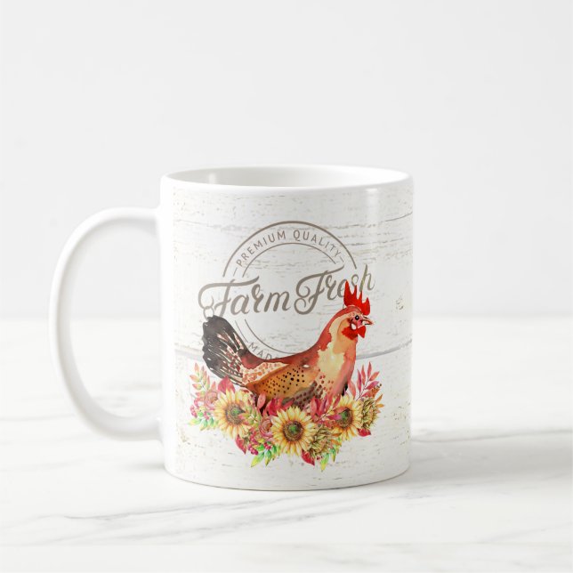 Mug Tournesols et poulet de la ferme frais  (Gauche)