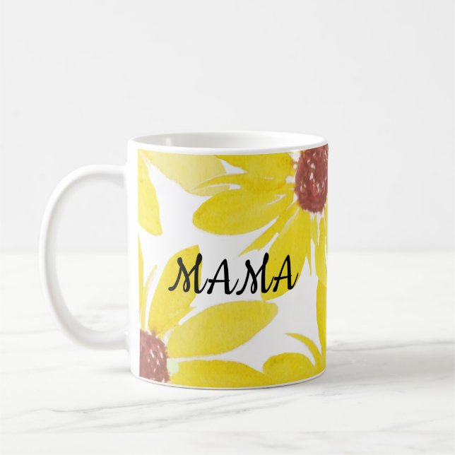 Mug Tournesols Maman Aquarelle Main (Gauche)