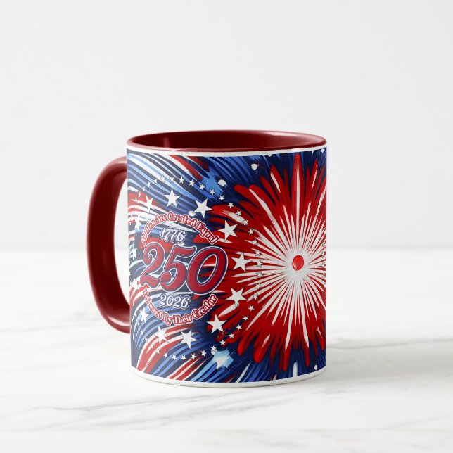 Mug Tous les hommes sont créés égaux Graphique Feu d'a (Devant gauche)