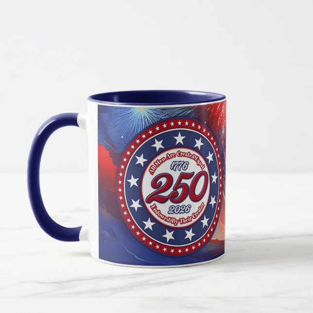 Mug Tous les hommes sont créés graphiques feux d'artif (Gauche)
