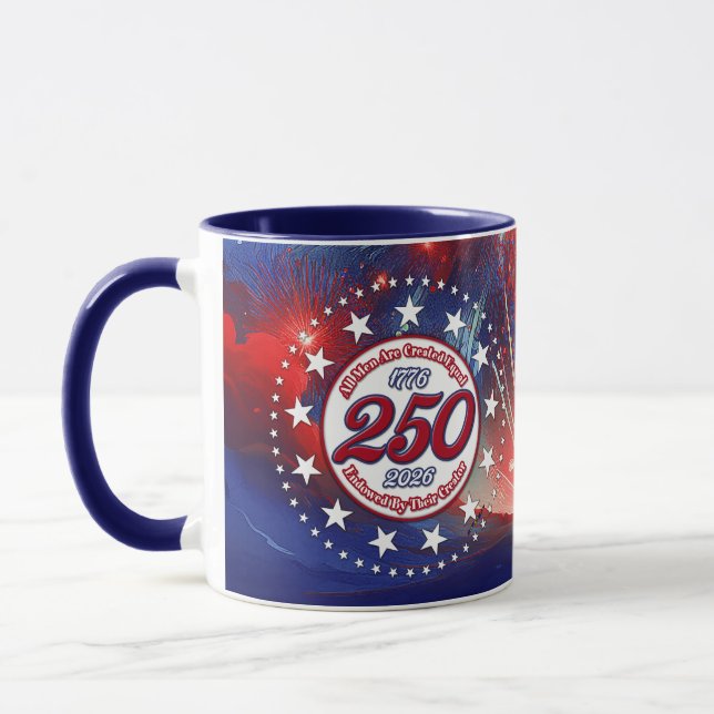 Mug Tous les hommes sont créés graphiques feux d'artif (Gauche)
