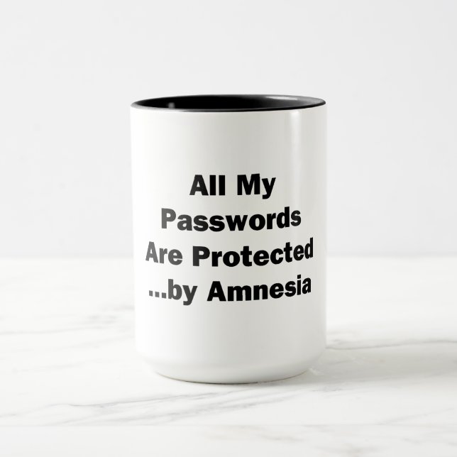 Mug Tous mes mots de passe sont protégés...par Amnesia (Centre)