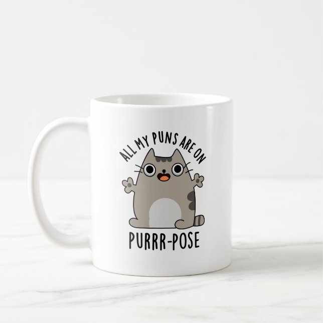 Mug Tous Mes Puns Sont Sur Un Pun De Chat Drôle En Poi (Gauche)