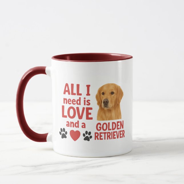 Mug Tout ce dont j'ai besoin, c'est d'amour et d'or (Gauche)