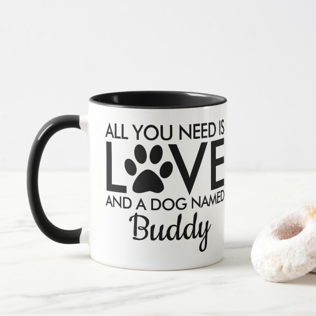 Mug Tout ce dont vous avez besoin, c'est de la typogra (Avec donut)