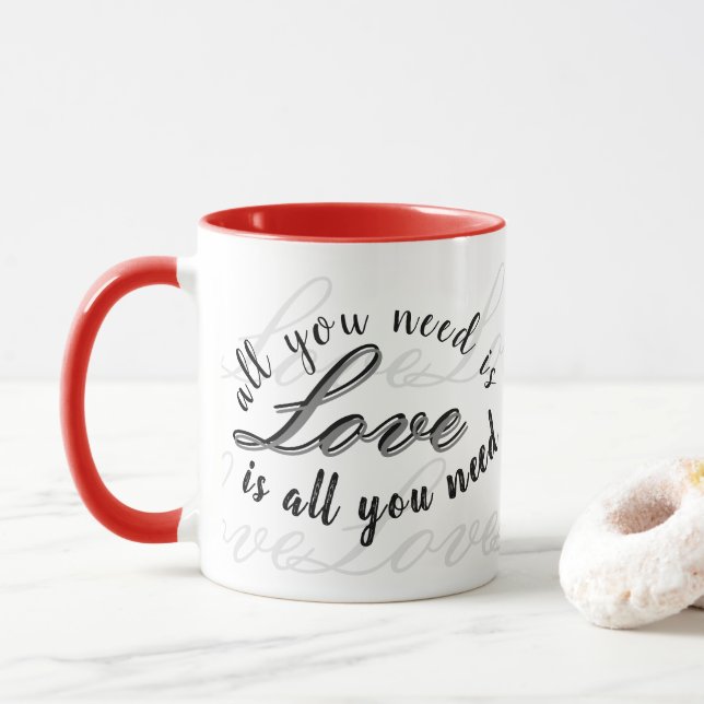 Mug 'Tout ce dont vous avez besoin c'est l'amour' Cade (Avec donut)