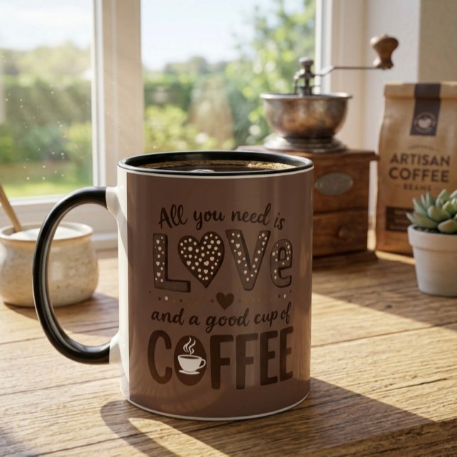 Mug Tout ce dont vous avez besoin est d'amour et d'une (Créateur téléchargé)