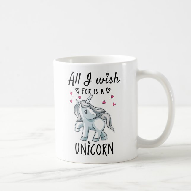 Mug Tout ce que je souhaite est une Licorne (Droite)