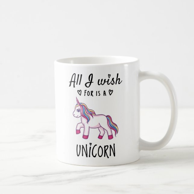 Mug Tout ce que je souhaite est une Licorne (Droite)