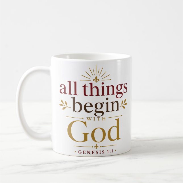 Mug Tout Commence Avec Dieu Écriture Biblique (Gauche)