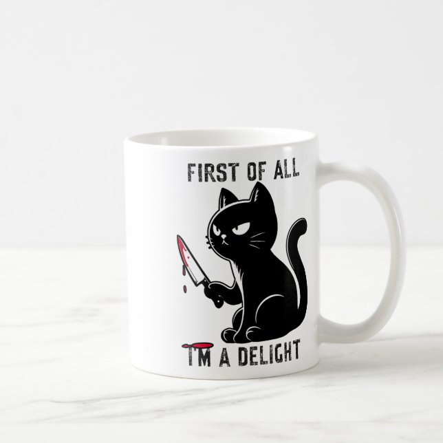 Mug Tout d'abord, je suis un délicieux homme de chats  (Droite)