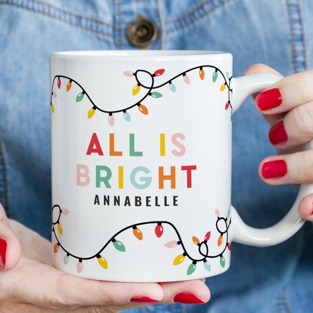 Mug Tout est lumineux fun moderne brillant Noël scinti (Créateur téléchargé)