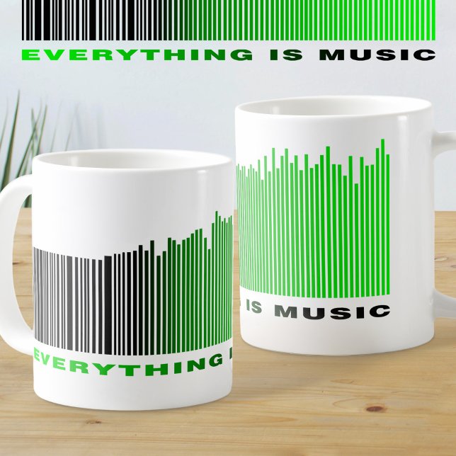 Mug Tout est Musique Texte Vert Code à barres Lecteur  (Créateur téléchargé)