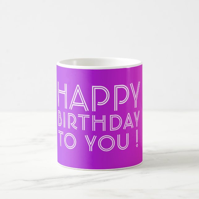 Mug Tout nom éditable Joyeux Anniversaire Rose Violet  (Centre)