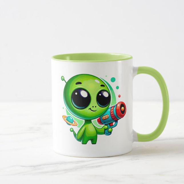 Mug Tout petit extraterrestre avec pistolet à bulles. (Droite)