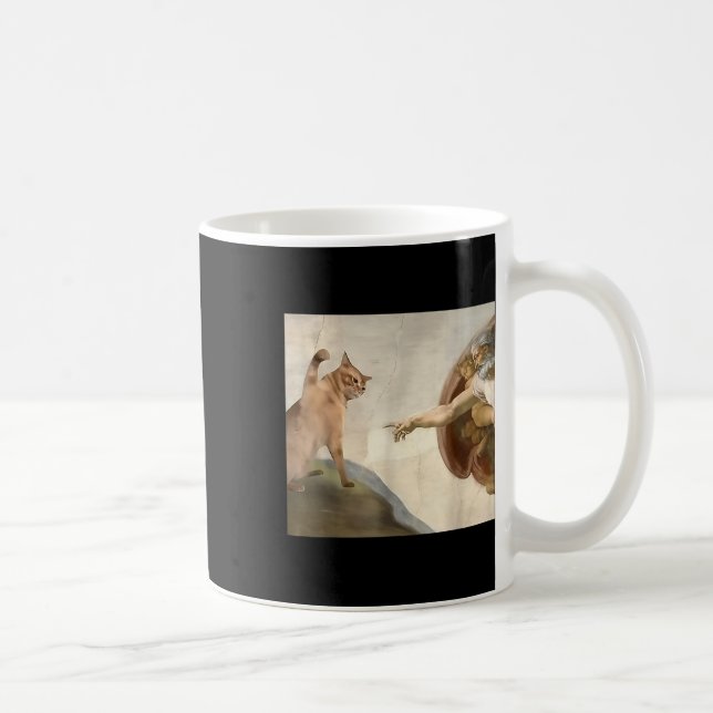 Mug Tout puissant Slap Drôle Chat Dieu Création De Mèm (Droite)