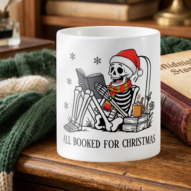 Mug Tout Réservé Pour Noël Drôle Squelette De Lecture  (Créateur téléchargé)